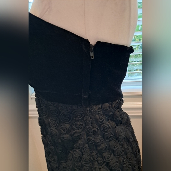 Betsey Johnson Black Velvet Rosette Dress Excellent Pre-owned Condition Sz 8 - Picture 5 of 8